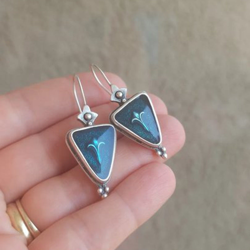 Enamel colored glass personality earrings