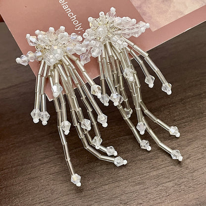 Vintage Gold Pearl Earrings Tassel Stud Earrings No Piercing Ear Clip