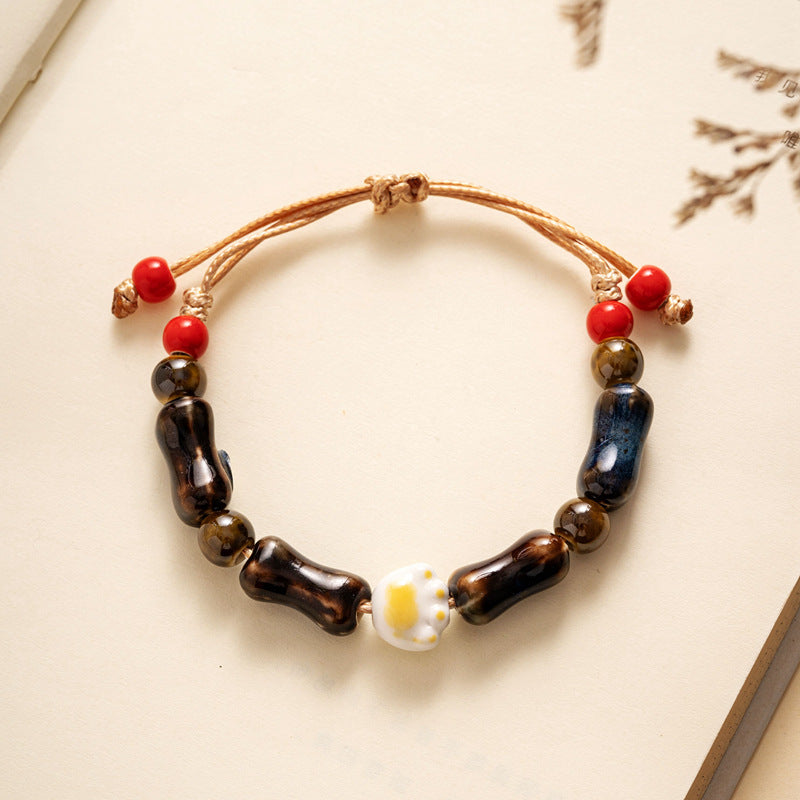 Colored Glazed Ceramic Elastic Bracelets