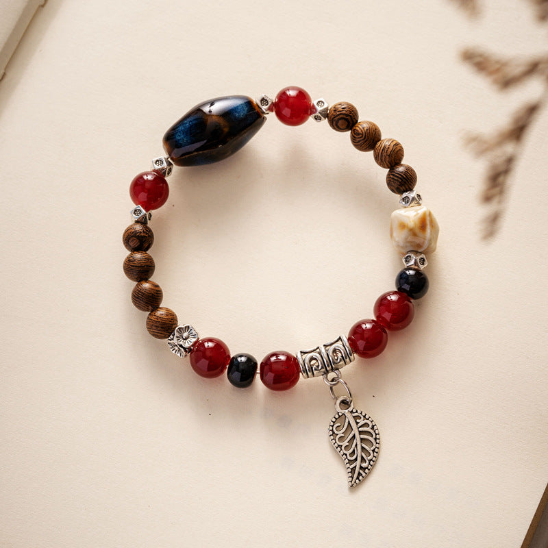 Colored Glazed Ceramic Elastic Bracelets