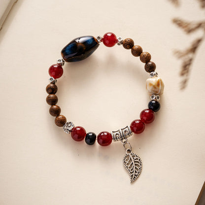 Colored Glazed Ceramic Elastic Bracelets