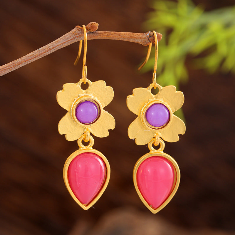 Enamel colored glass personality earrings
