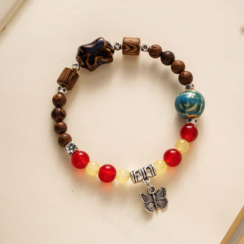 Colored Glazed Ceramic Elastic Bracelets