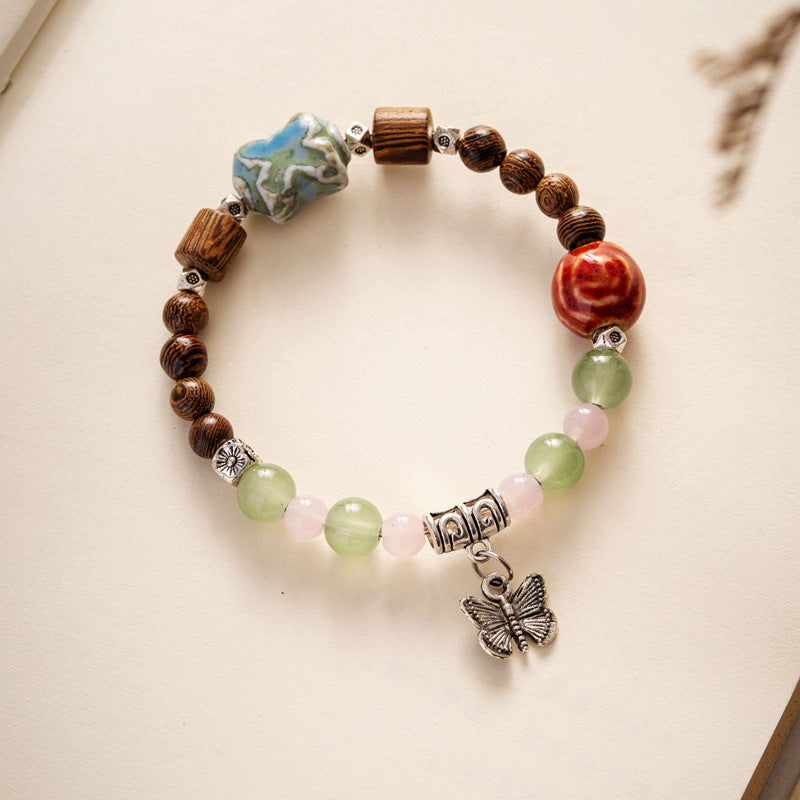 Colored Glazed Ceramic Elastic Bracelets