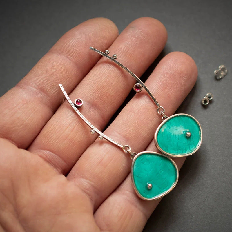 Enamel colored glass personality earrings