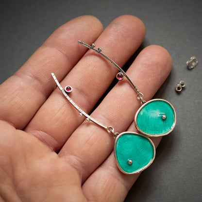 Enamel colored glass personality earrings