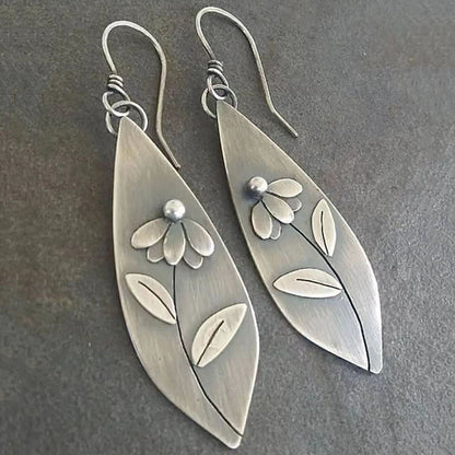 Vintage Sunflower Drop Handmade Earrings