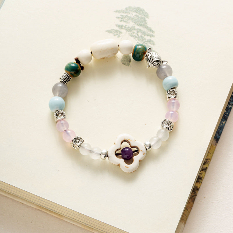Colored Glazed Ceramic Elastic Bracelets