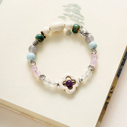 Colored Glazed Ceramic Elastic Bracelets