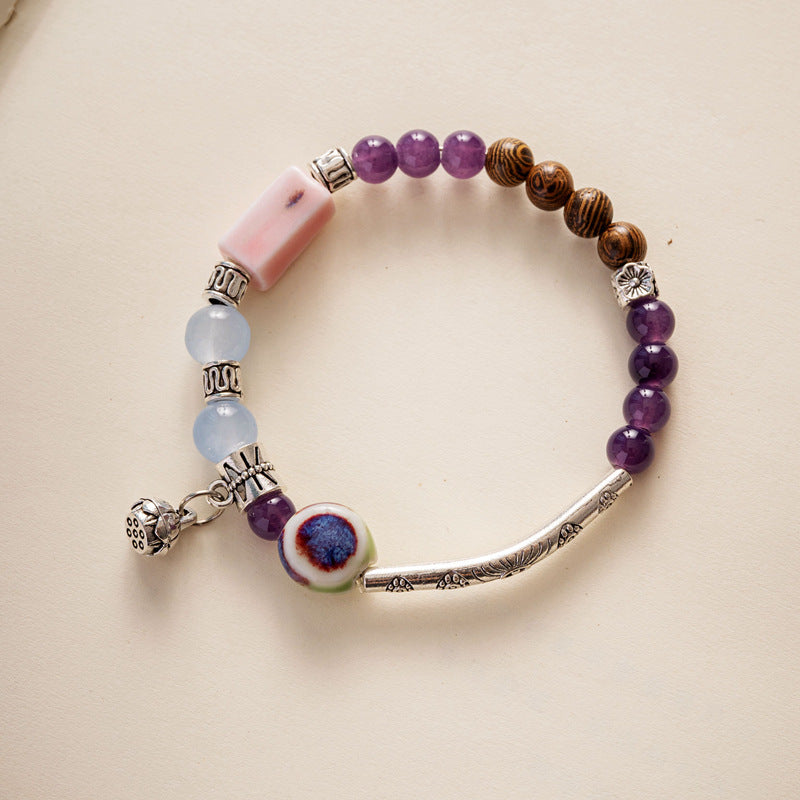 Colored Glazed Ceramic Elastic Bracelets