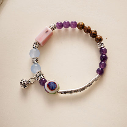 Colored Glazed Ceramic Elastic Bracelets