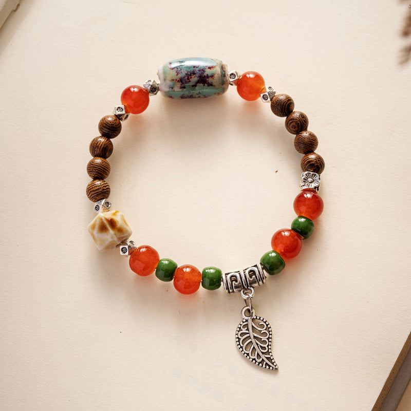 Colored Glazed Ceramic Elastic Bracelets