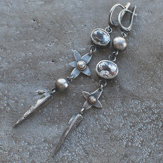 Tassel Vintage Unique Rhinestone Star Earrings