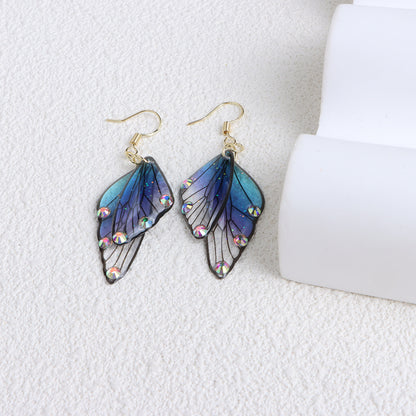 Gradient Cicada Wings Butterfly Wings Earrings