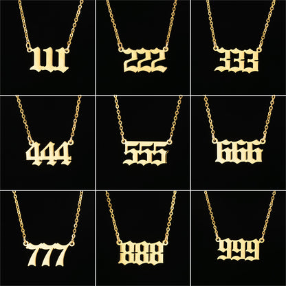 Lucky Number 000-999 Stainless Steel Necklace