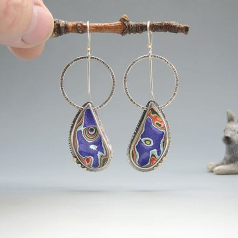 Enamel colored glass personality earrings