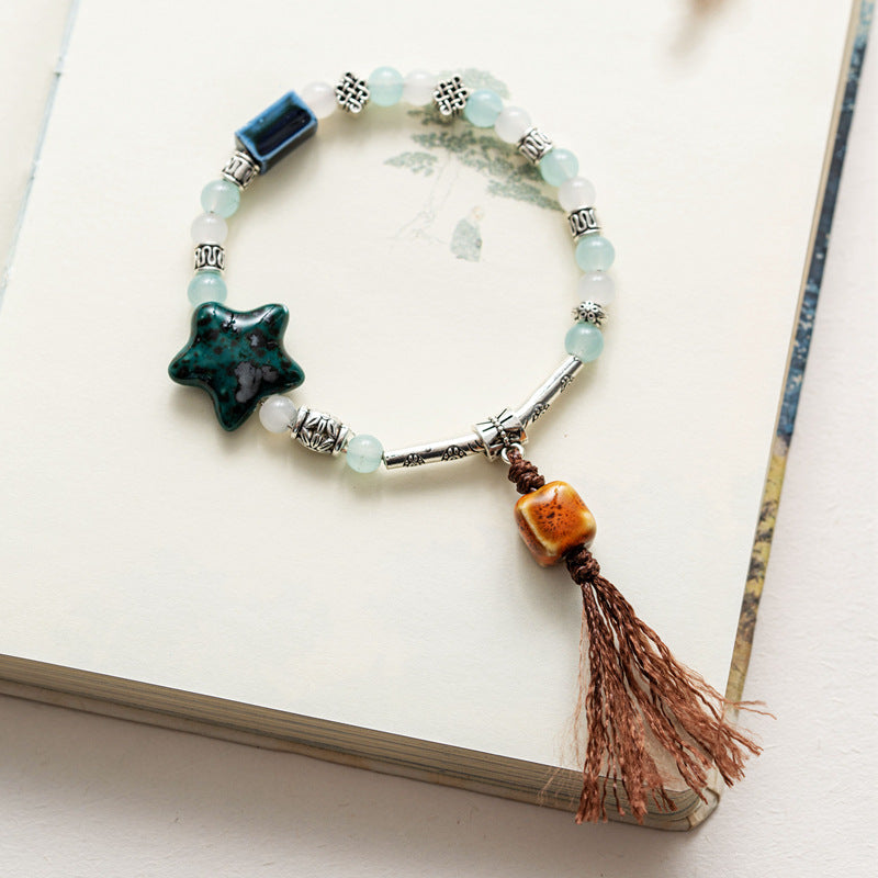 Colored Glazed Ceramic Elastic Bracelets
