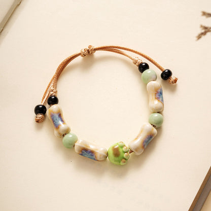 Colored Glazed Ceramic Elastic Bracelets