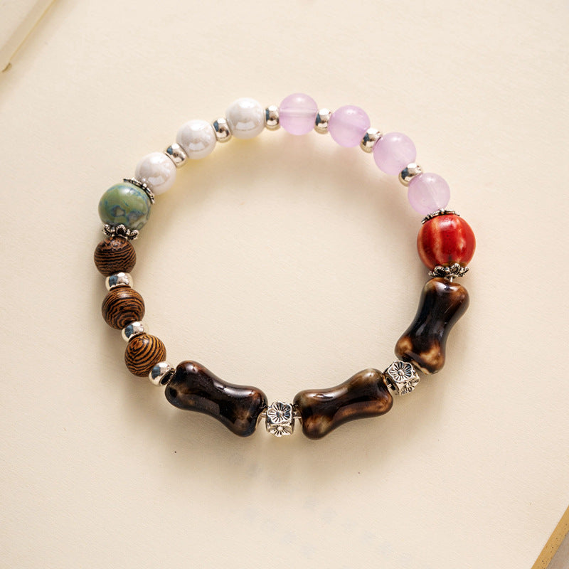 Colored Glazed Ceramic Elastic Bracelets