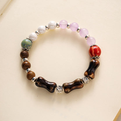 Colored Glazed Ceramic Elastic Bracelets
