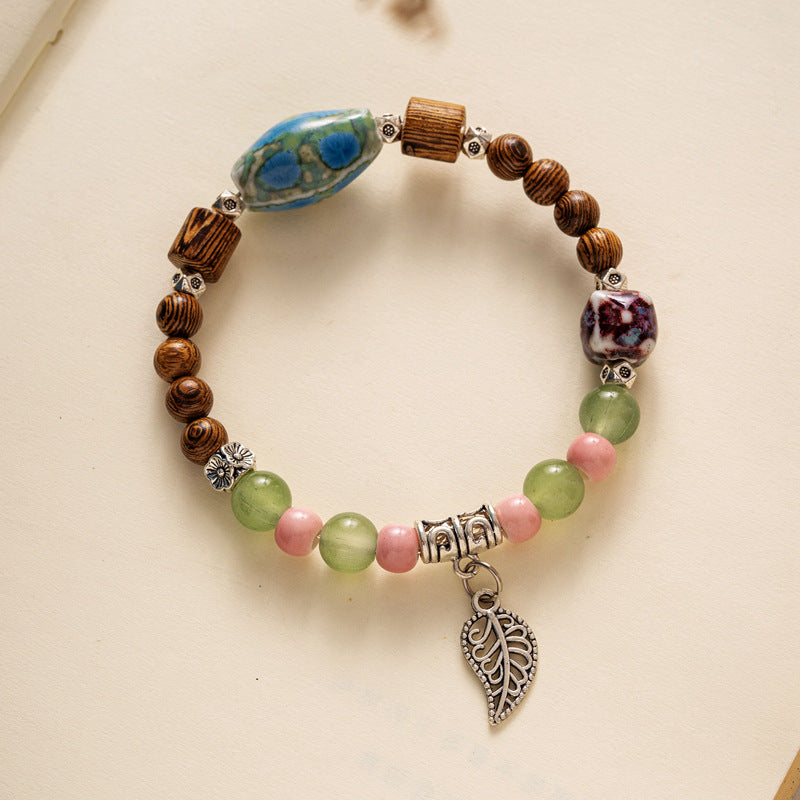 Colored Glazed Ceramic Elastic Bracelets