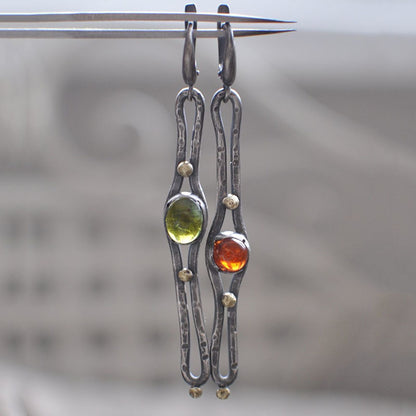 Enamel colored glass personality earrings