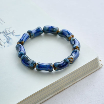 Colored Glazed Ceramic Elastic Bracelets