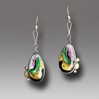 Enamel colored glass personality earrings