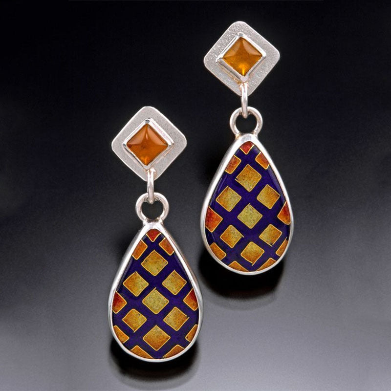 Enamel colored glass personality earrings