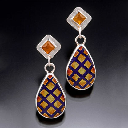 Enamel colored glass personality earrings