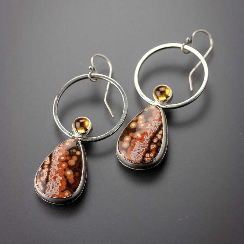 Enamel colored glass personality earrings