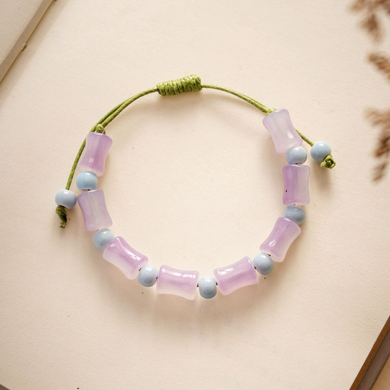 Colored Glazed Ceramic Elastic Bracelets