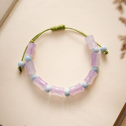 Colored Glazed Ceramic Elastic Bracelets