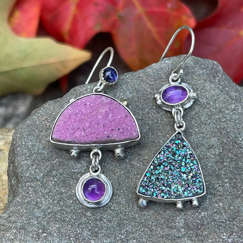 Enamel colored glass personality earrings