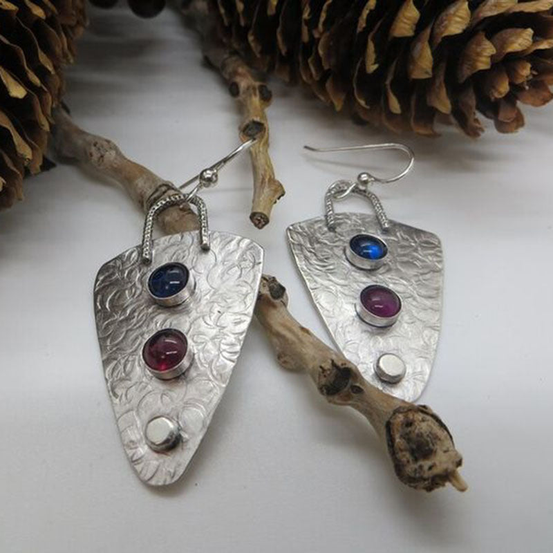 Enamel colored glass personality earrings