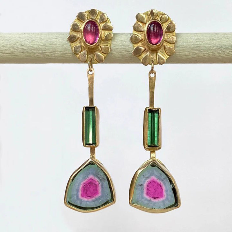 Enamel colored glass personality earrings