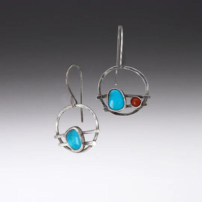 Enamel colored glass personality earrings