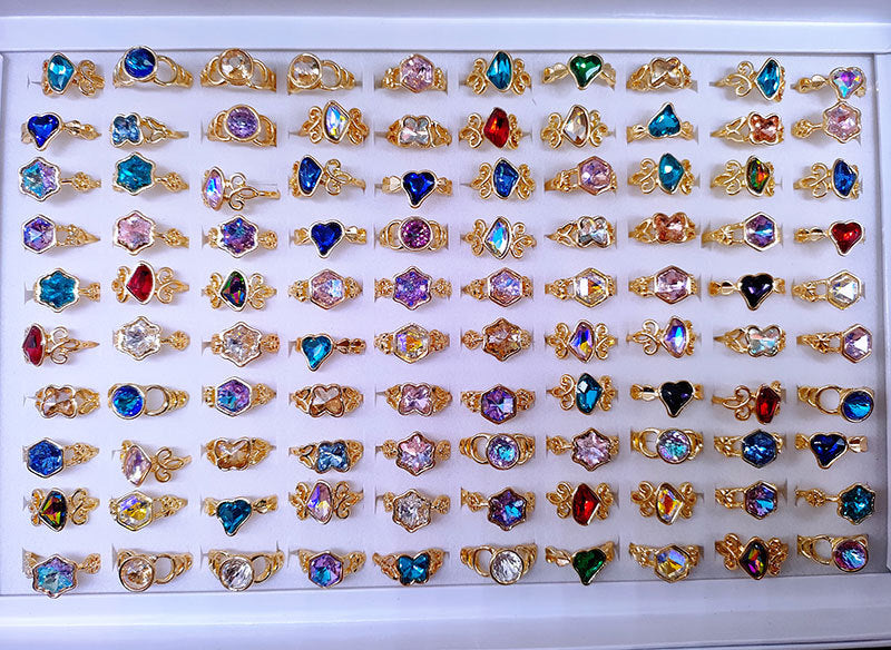 Mixed Colored Glass Women's Rings