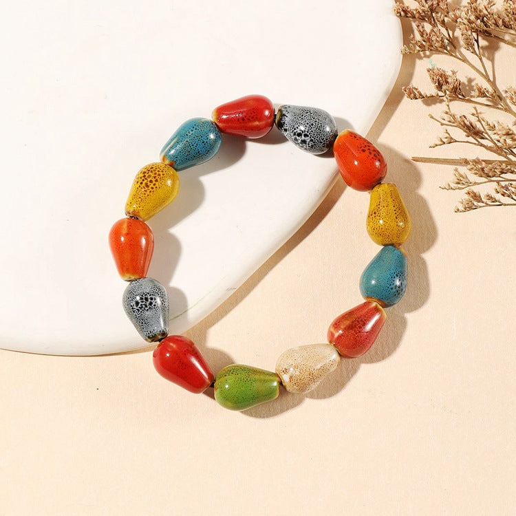 Colored Glazed Ceramic Elastic Bracelets