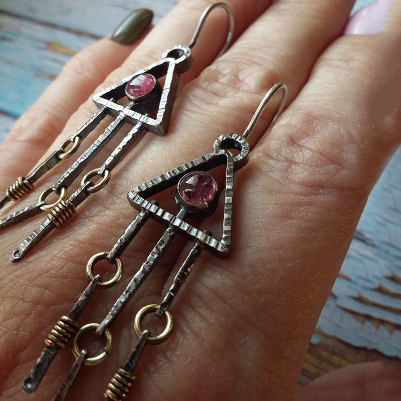Retro Geometric Triangle Earrings