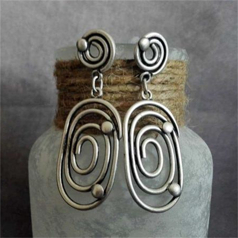 Vintage Geometric Spiral Earrings