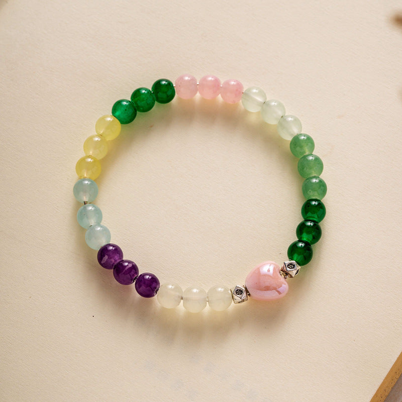 Colored Glazed Ceramic Elastic Bracelets