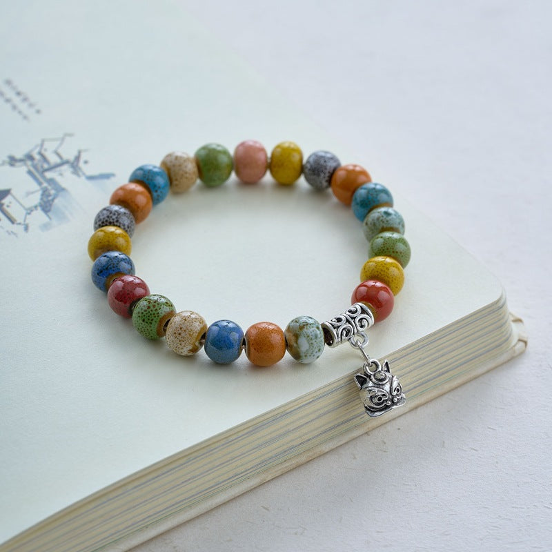 Colored Glazed Ceramic Elastic Bracelets