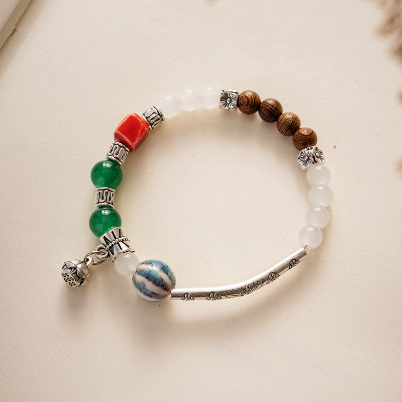 Colored Glazed Ceramic Elastic Bracelets