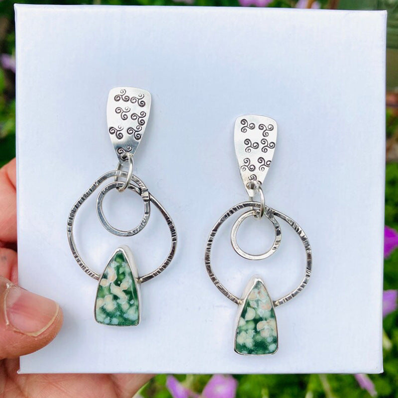 Enamel colored glass personality earrings