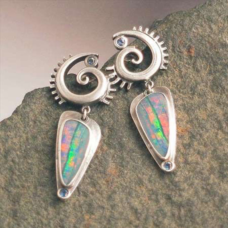 Enamel colored glass personality earrings