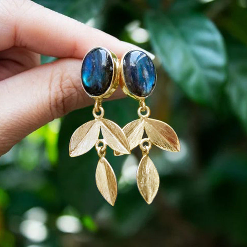 Enamel colored glass personality earrings