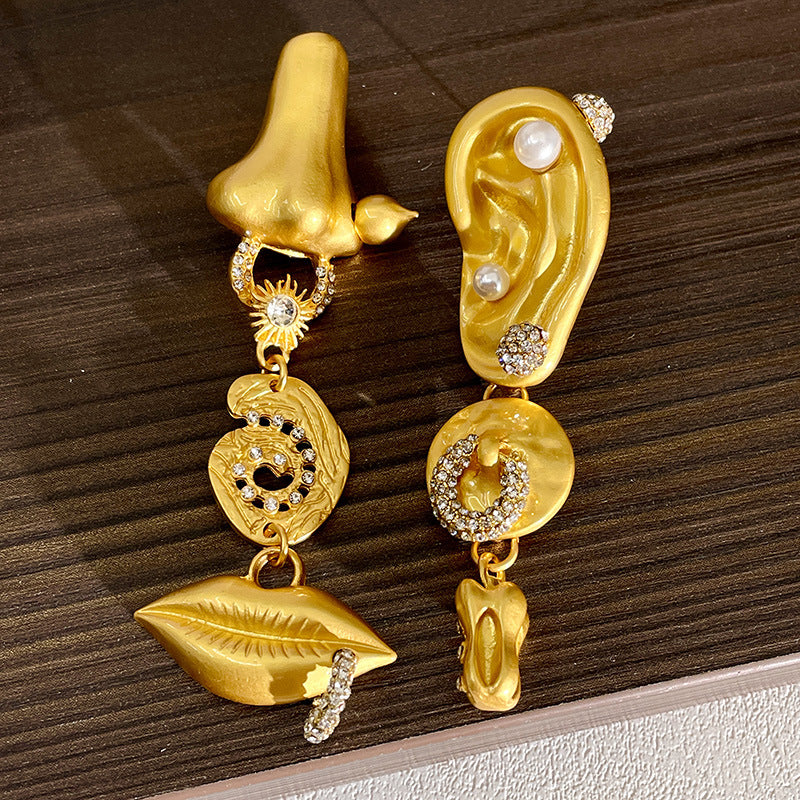 Vintage Gold Pearl Earrings Tassel Stud Earrings No Piercing Ear Clip