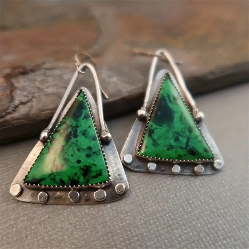 Enamel colored glass personality earrings