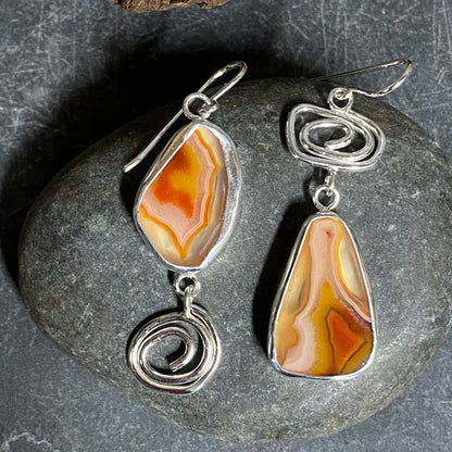 Enamel colored glass personality earrings